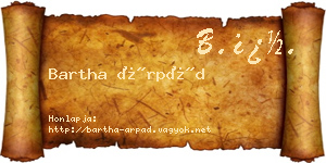 Bartha Árpád névjegykártya